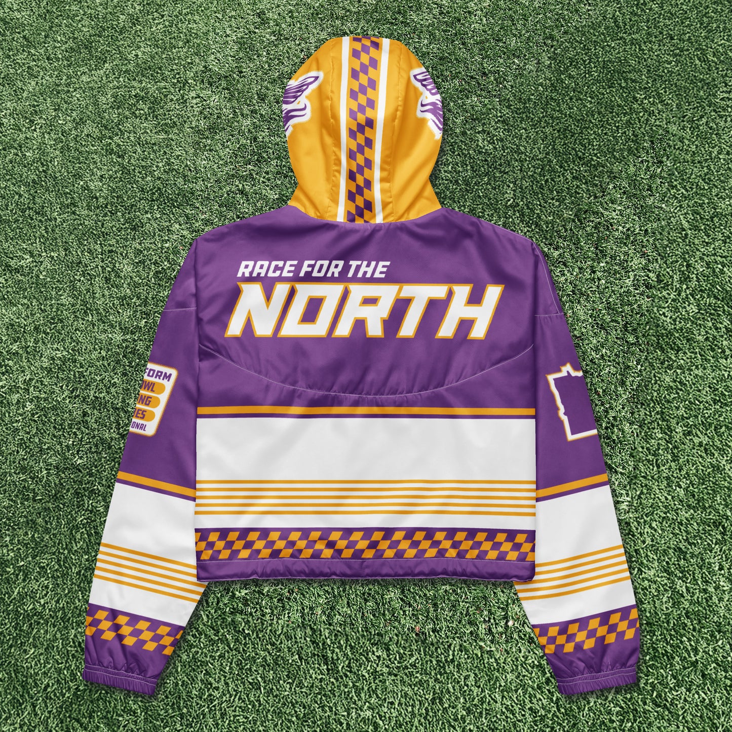 Purple Playoff Race Womens Cropped Windbreaker