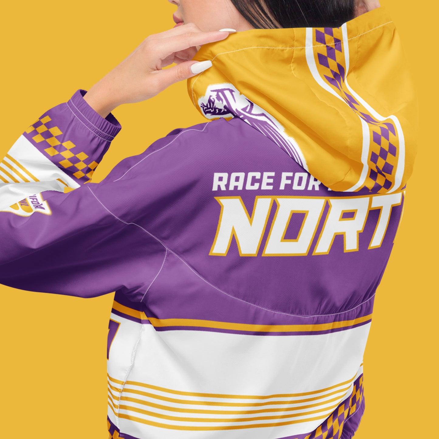 Purple Playoff Race Womens Cropped Windbreaker