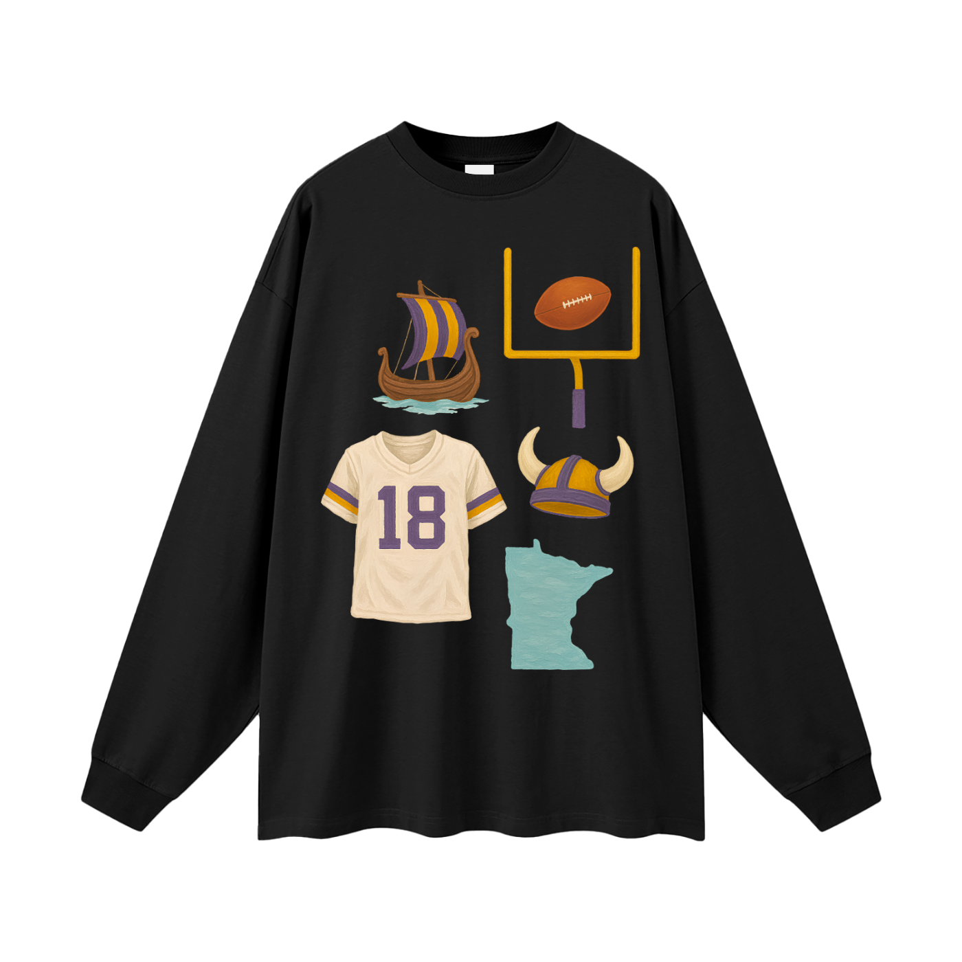 Football Collage Long Sleeve (Black)