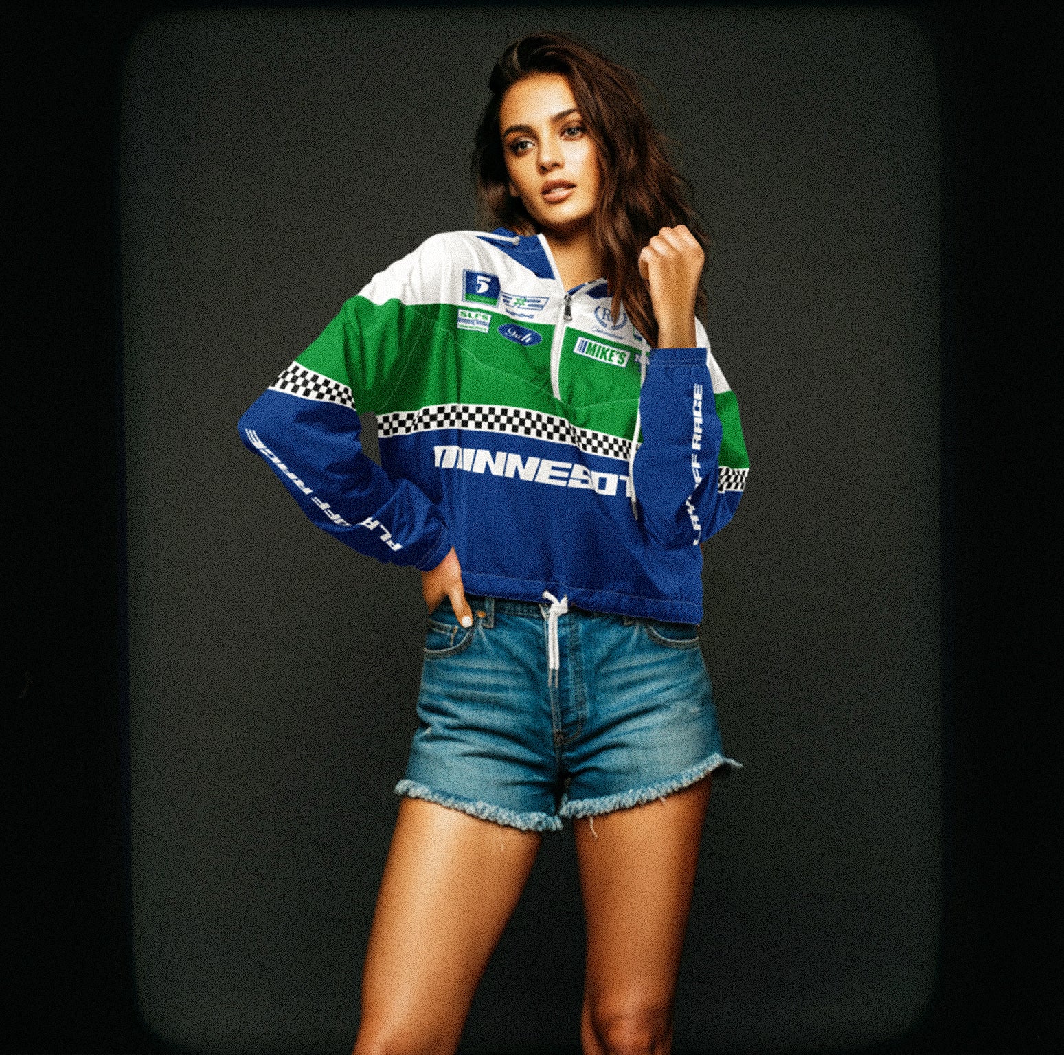 Playoff Race Womens Cropped Windbreaker