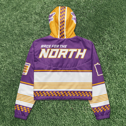 Purple Playoff Race Womens Cropped Windbreaker