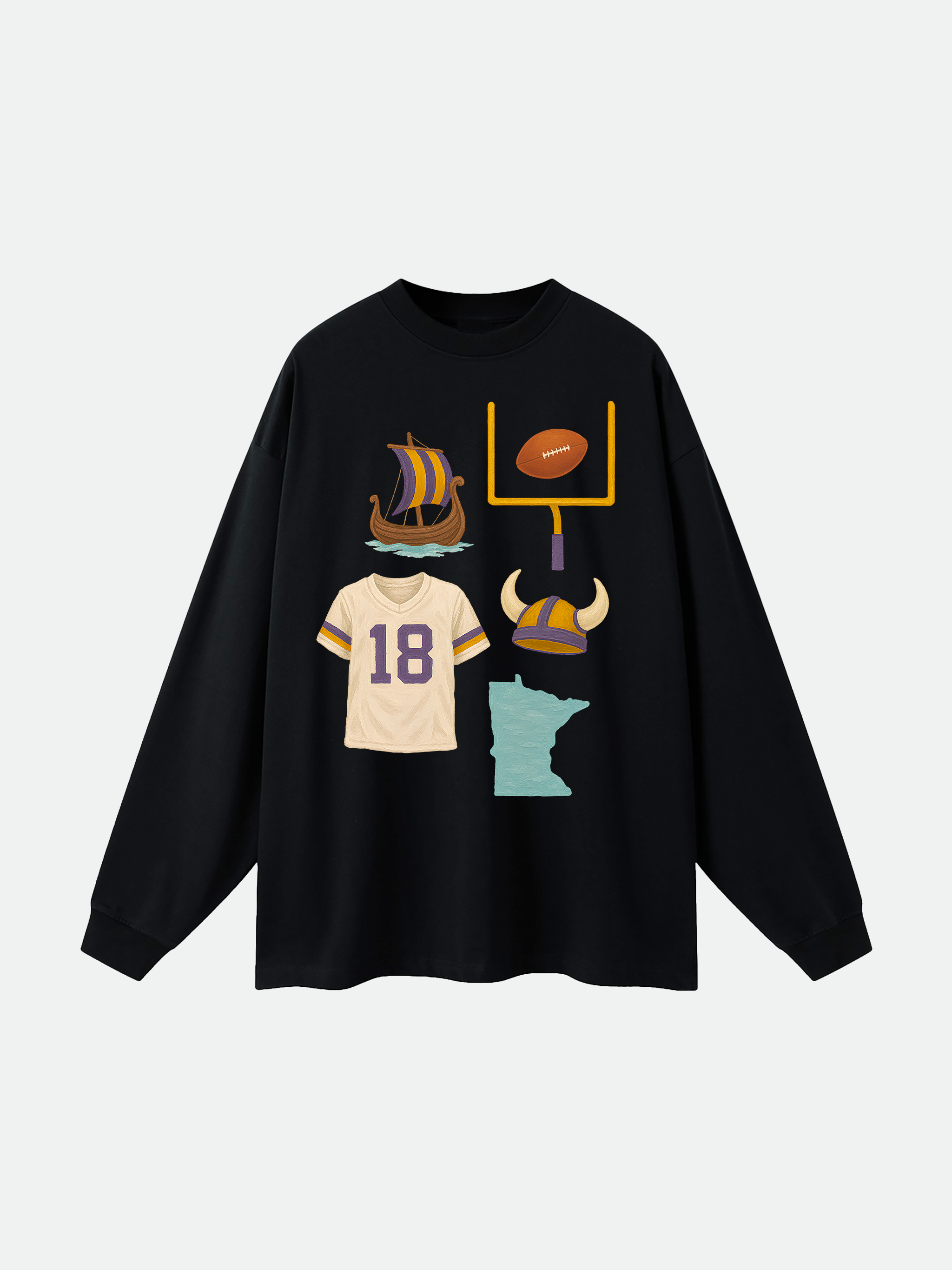Football Collage Long Sleeve (Black)
