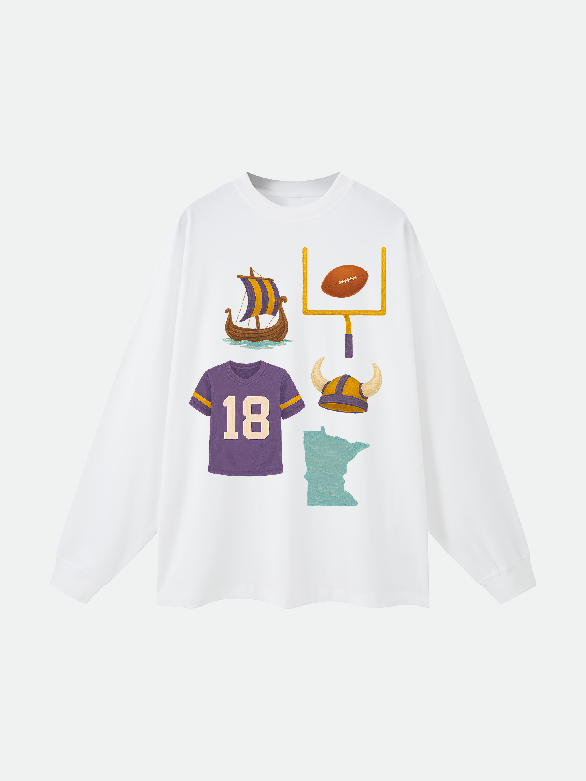Football Collage Long Sleeve (White)