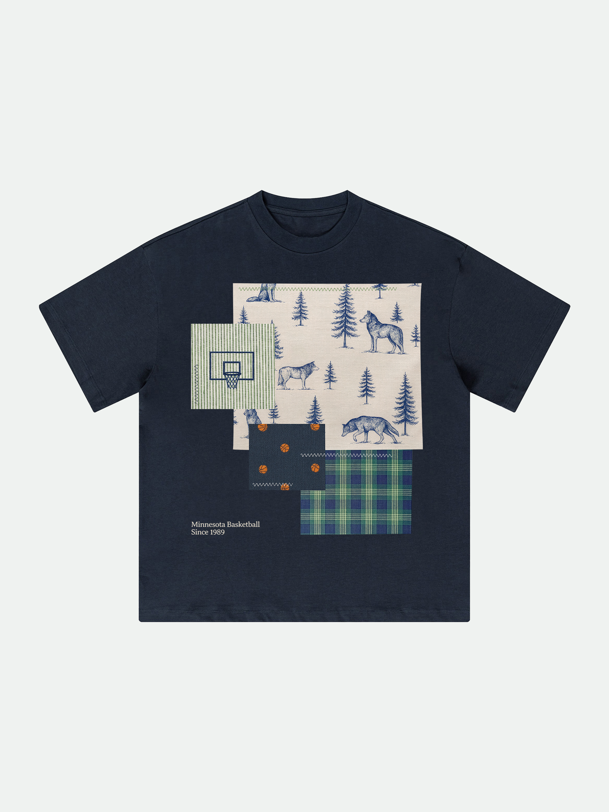 Patchwork Tee (Navy)