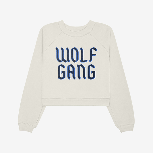 Wolf Gang Cropped Fleece Pullover - Vintage White